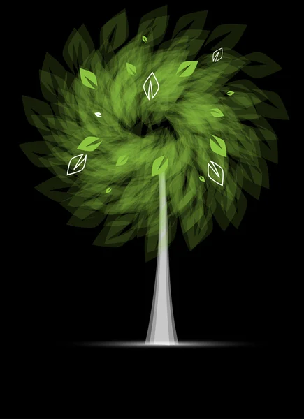 Arbre stylisé futuriste abstrait avec feuillage vert — Image vectorielle