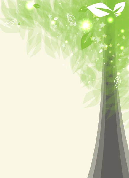 Astratto albero stilizzato carta futuristica con foglia verde — Vettoriale Stock