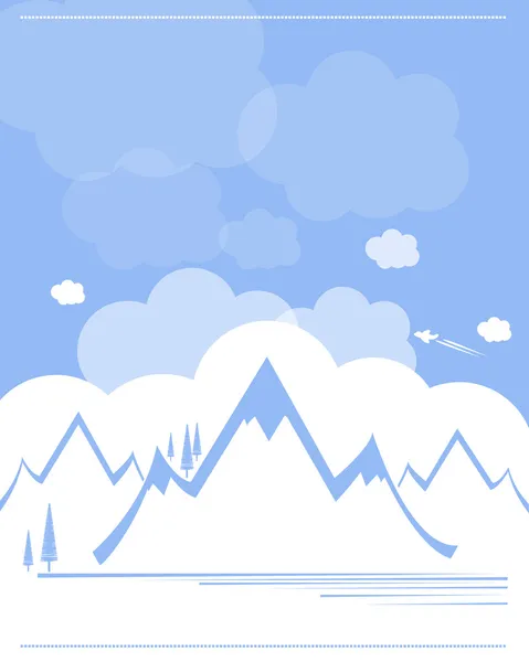 Punto di riferimento della catena montuosa con cielo blu e nuvole — Vettoriale Stock