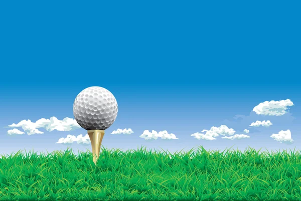Pelota de golf en una camiseta, fondo de golf simple — Vector de stock