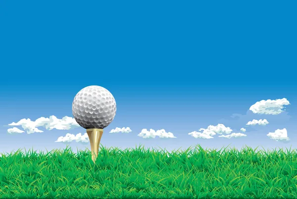 Golf ball on a tee, simple golf background — Stock Vector