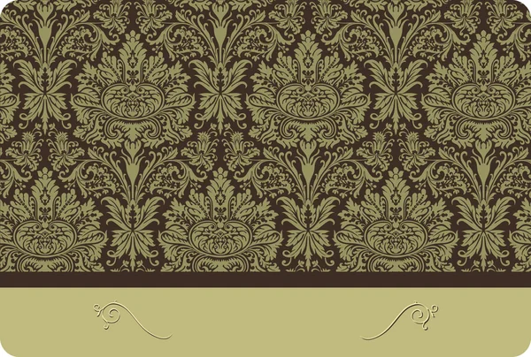 Ilustração vetorial. Cartão de damasco floral com espaço para texto — Vetor de Stock