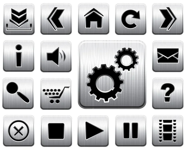 Ensemble d'icônes vectorielles en métal . — Image vectorielle