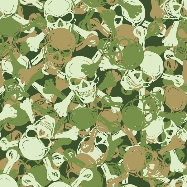 Vector. Seamless skull camouflage pattern — Stock Vector