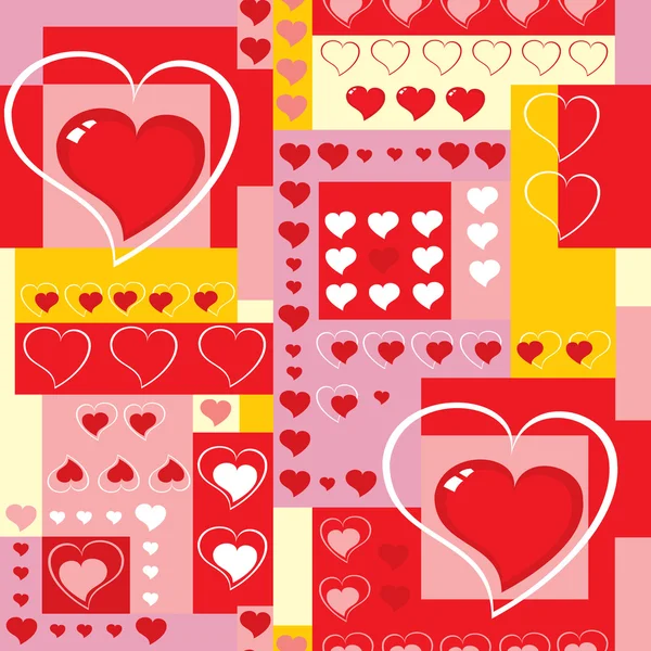 Vector. Seamless background with hearts and cubes. — Stock Vector