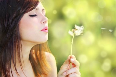 Girl with dandelion clipart