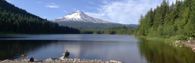 trillium göl ve mt. hood panorama, oregon.