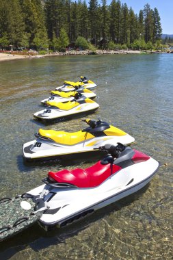 Water scooters in lake Tahoe, CA. clipart