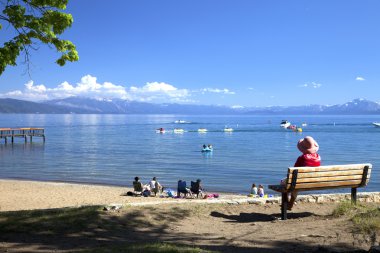 The beach at Lake Tahoe, CA. clipart