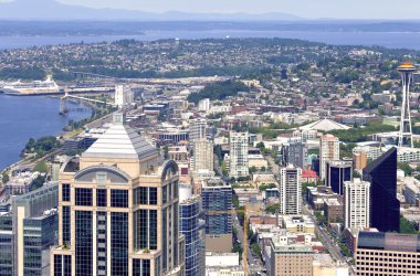 Seattle from above, northwest view. clipart