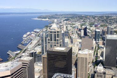 Seattle from above, northwest view. clipart