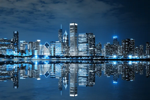 Chicago Centre-ville la nuit — Photo