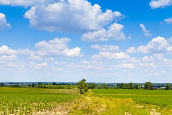 Amerikanska landsbygden med motorvägen i bakgrunden — Stockfoto