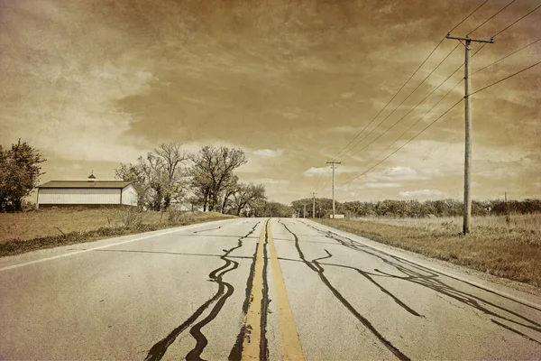 Amerikanska country road - vintage design — Stockfoto