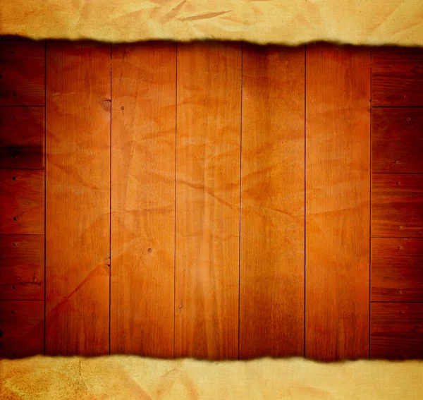 Papel velho na tabela velha de madeira — Fotografia de Stock