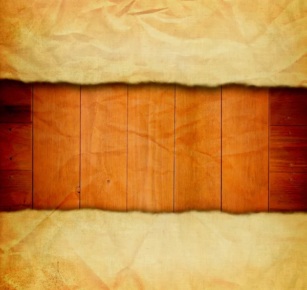 Starý papír na starý dřevěný stůl — Stock fotografie