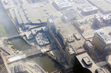 Chicago Aerial View With Cloudy Sky clipart