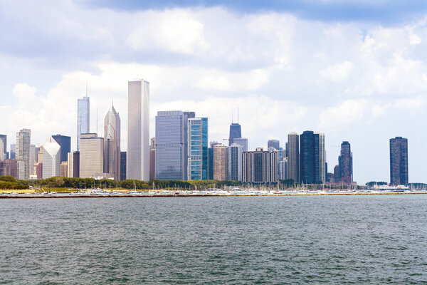Chicago Skyline With Cloudy Sky