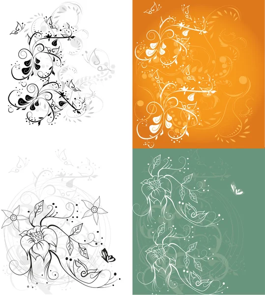 Angle des fleurs ensemble — Image vectorielle