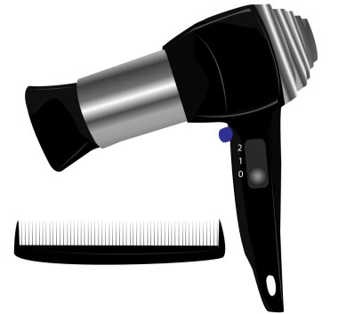 Vector illustration of hair dryer on white background clipart