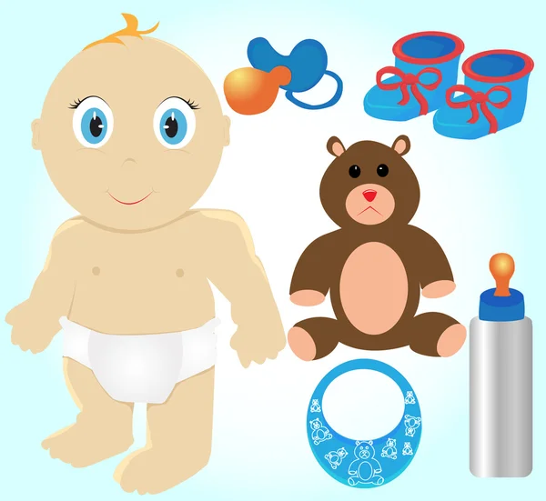 Icône Ensemble de jouets et accessoires pour bébés, Clip-Art Illustrati — Image vectorielle