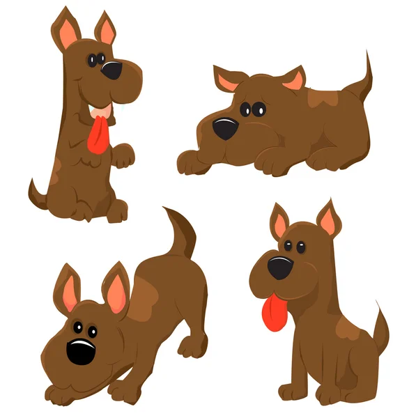 狗的图标集的卡通插图 — 图库矢量图片