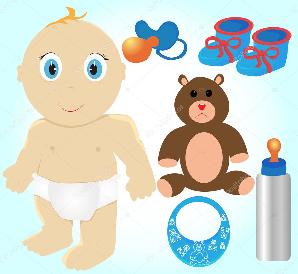 クリップ アート イラスト赤ちゃん用のおもちゃやアクセサリーのアイコンを設定 ストックベクター C Joinanita