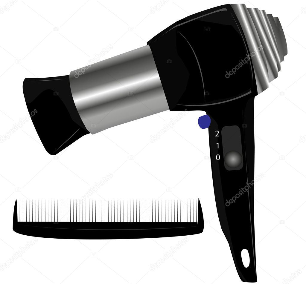 Vector illustration of hair dryer on white background
