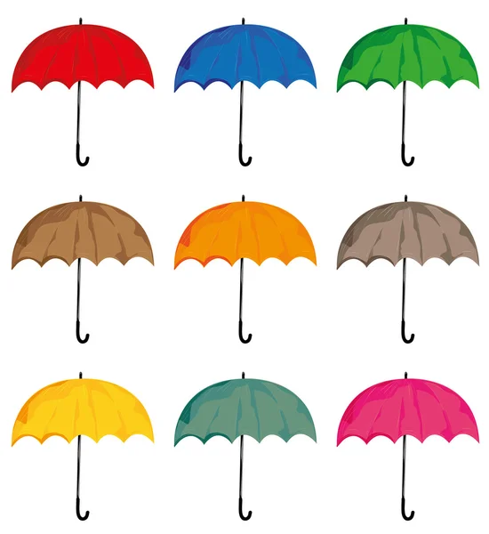 Conjunto de guarda-chuvas. Vetor isolado em objetos de fundo branco . — Vetor de Stock