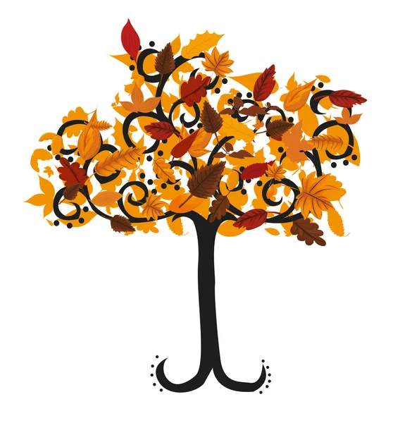 あなたの設計のための秋のツリー図 — ストックベクタ