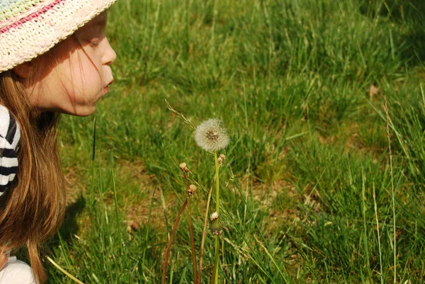 The girl and the dandelion 045 — Stock Photo, Image