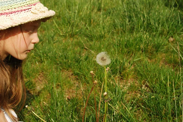 The girl and the dandelion 039 — Stock Photo, Image