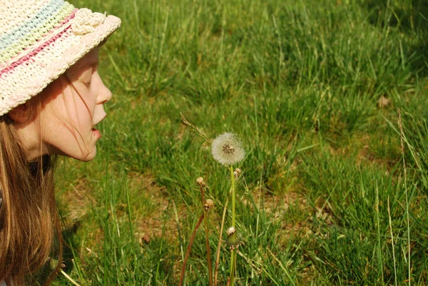 The girl and the dandelion 042 — Stock Photo, Image