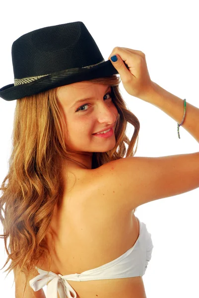 119 の帽子を持つ女性 — ストック写真