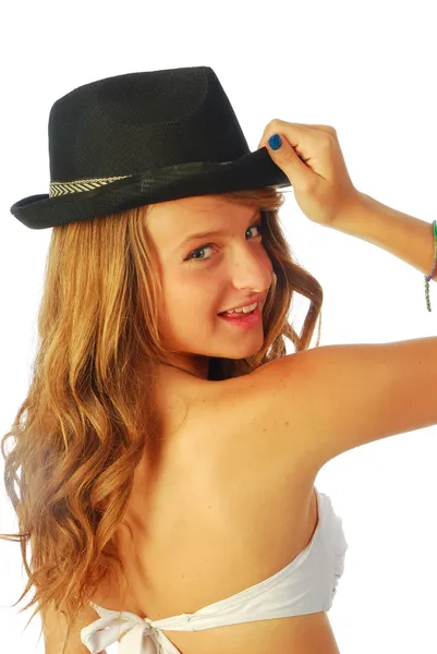 121 の帽子を持つ女性 — ストック写真