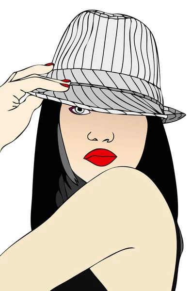 Mujer con sombrero de estilo retro —  Fotos de Stock