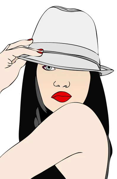 Γυναίκα με καπέλο ρετρό στυλ 1 — Φωτογραφία Αρχείου