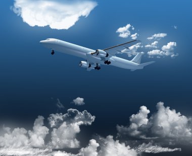 Airplane in the clouds clipart