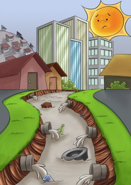 Pollution in the city clipart