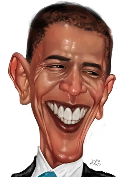 Карикатура Барака Обамы — стоковое фото