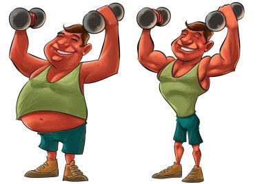 Fat and strong man clipart