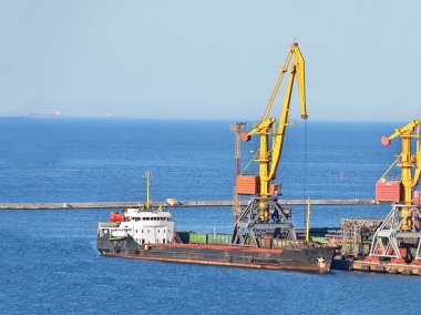 Cargo crane and ship clipart