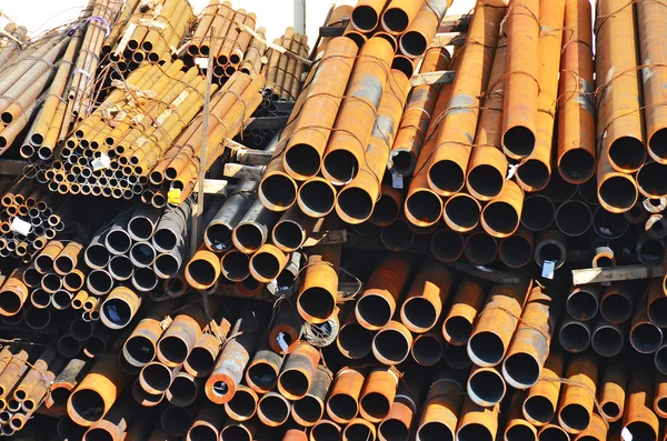 stock image Stacked steel pipe