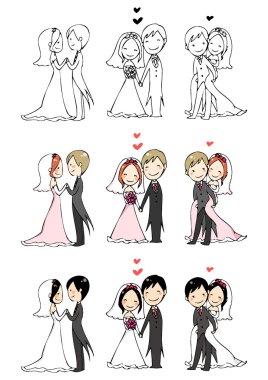 Lovely bride and groom clipart