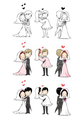 Lovely bride and groom clipart