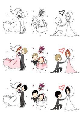 Lovely bride and groom clipart