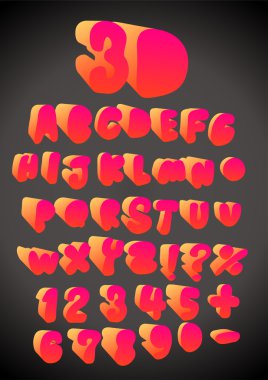 3D funny hand drawn font clipart