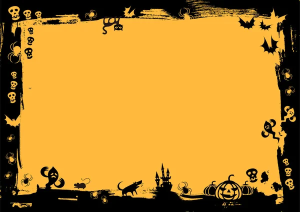 A sárga háttér Halloween fekete szegéllyel — Stock Vector