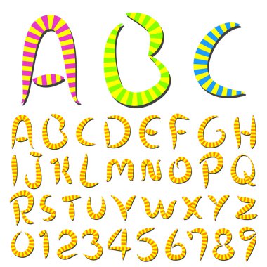 Funny hand writing stripes font clipart