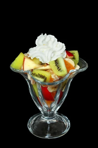 Fruits and whipped cream — Stock Photo, Image